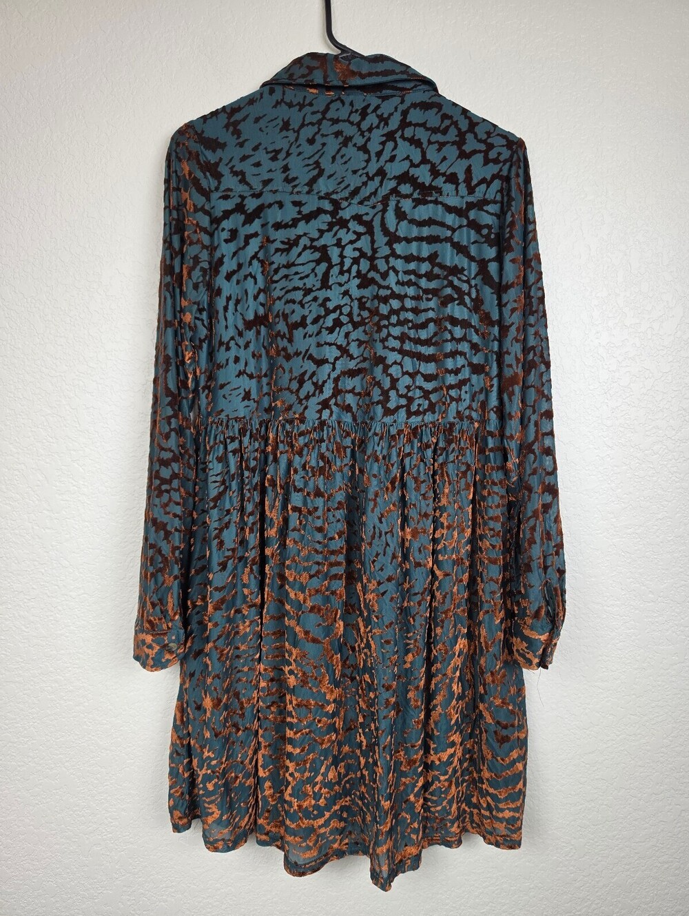 Anthropologie Jodifl Small Animal Print Velour Shirt Dress - Picture 2 of 5